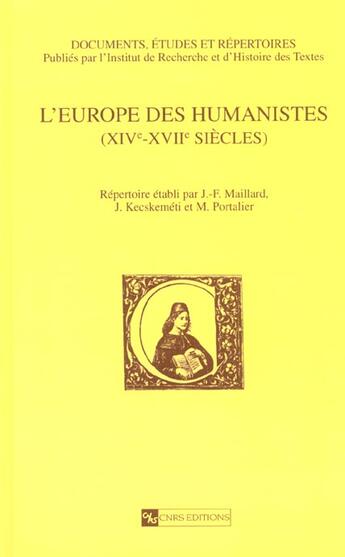 Couverture du livre « L'europe des humanistes » de  aux éditions Cnrs