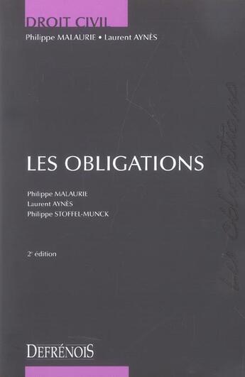 Couverture du livre « Droit civil les obligations, 2eme edition (2e édition) » de Malaurie/Aynes/Stoff aux éditions Lgdj