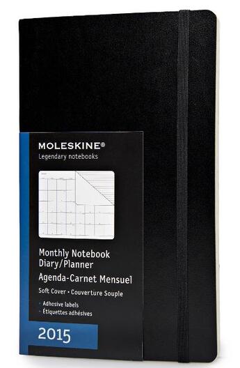 Couverture du livre « Agenda mensuel-carnet 2015 grand format noir couverture souple » de Moleskine aux éditions Moleskine Papet