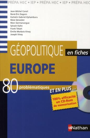 Couverture du livre « Géopolitique en fiches ; Europe (édition 2008) » de Jean-Michel Consil aux éditions Nathan