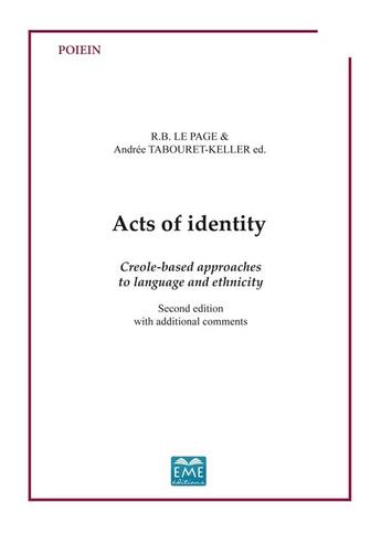 Couverture du livre « Acts ot identity : - Second edition with additional comments » de  aux éditions Eme Editions