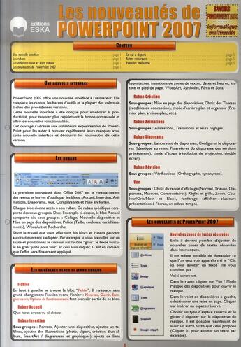 Couverture du livre « LES NOUVEAUTES DE POWERPOINT 2007-SF INFORMATIQUE-MULTIMEDIA » de Forestier Jp aux éditions Eska
