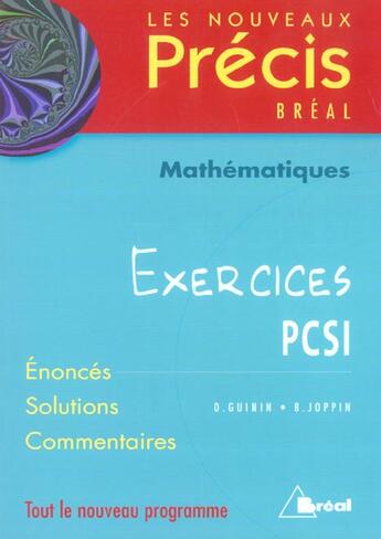 Couverture du livre « Mathématiques pcsi » de Guinin aux éditions Breal