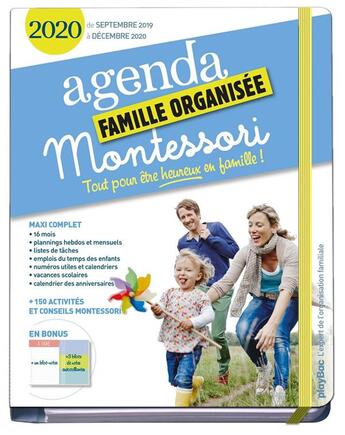 Couverture du livre « Agenda montessori de la famille organisee 2020 (de sept 2019 a decembre 2020) - s'organiser n'a jam » de  aux éditions Play Bac