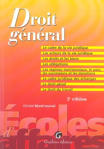 Couverture du livre « Zoom's droit general 2eme (2e édition) » de Morel-Journel Christ aux éditions Gualino