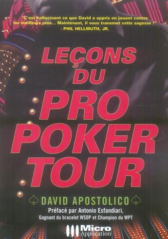 Couverture du livre « Leçons du pro poker tour » de David Apostolico aux éditions Micro Application