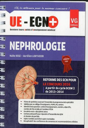 Couverture du livre « Ue ecn + nephrologie » de N.Bige aux éditions Vernazobres Grego