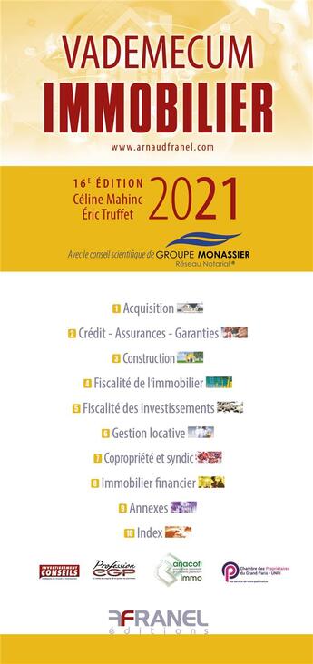 Couverture du livre « Vademecum : de l'immobilier (édition 2021) » de Eric Truffet et Celine Mahinc aux éditions Arnaud Franel