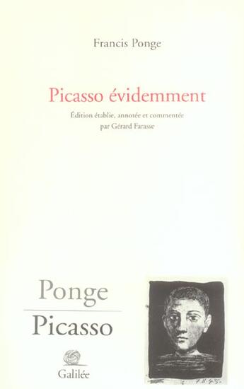 Couverture du livre « Picasso evidemment » de Ponge/Mermod aux éditions Galilee