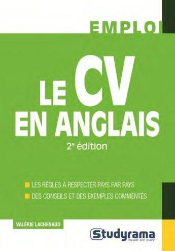 Couverture du livre « Le CV en anglais » de Valerie Lachenaud aux éditions Studyrama