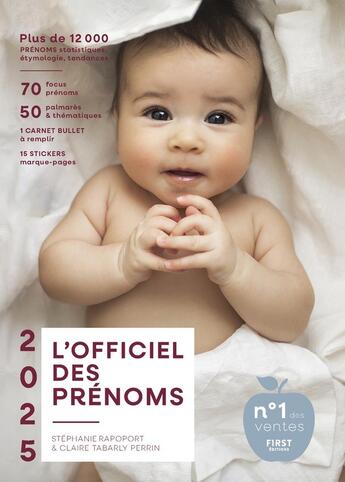 Couverture du livre « L'officiel des prénoms (édition 2025) » de Stephanie Rapoport et Claire Tabarly Perrin aux éditions First