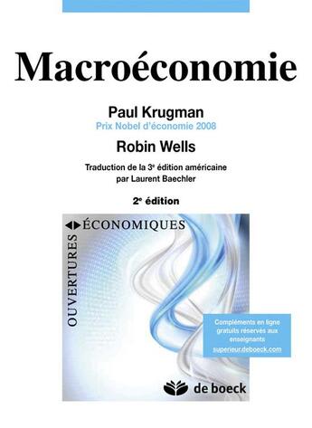 Couverture du livre « Macroéconomie » de Krugman/Paul et Robin Wells aux éditions De Boeck Superieur