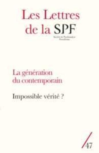 Couverture du livre « Lettres de la spf n 47 » de Ouvrage Collectif aux éditions Campagne Premiere