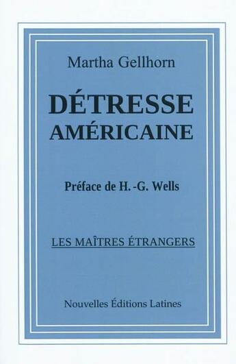 Couverture du livre « Détresse américaine » de Martha Gelhorn aux éditions Nel