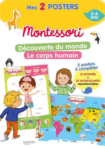 Couverture du livre « Mon poster Montessori ; découverte du monde + le corps humain » de  aux éditions Hachette Education