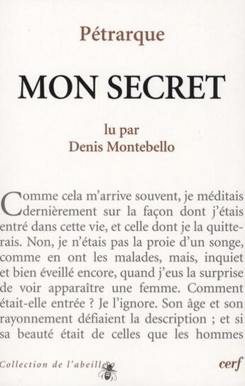 Couverture du livre « Mon secret » de Denis Montebello et Petrarque aux éditions Cerf