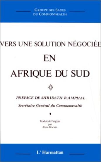 Couverture du livre « Vers une solution négociée en Afrique du sud » de  aux éditions Editions L'harmattan