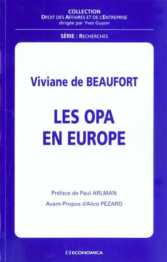 Couverture du livre « Opa En Europe » de V De Beaufort aux éditions Economica