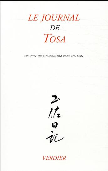 Couverture du livre « Le journal de Tosa » de Rene Sieffert aux éditions Verdier