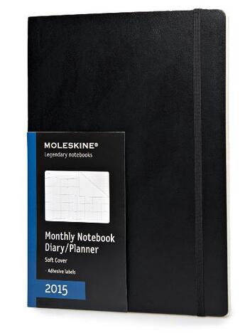Couverture du livre « Agenda mensuel-carnet 2015 très grand format noir couverture souple » de Moleskine aux éditions Moleskine Papet