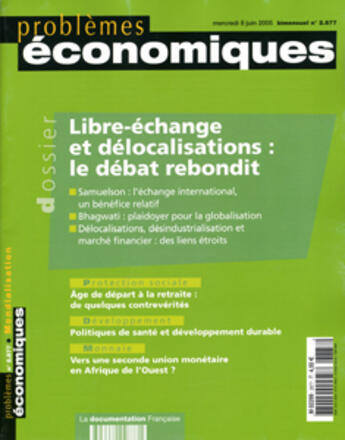 Couverture du livre « PROBLEMES ECONOMIQUES ; libre-échange et délocalisations : le débat rebondit » de Problemes Economiques aux éditions Documentation Francaise