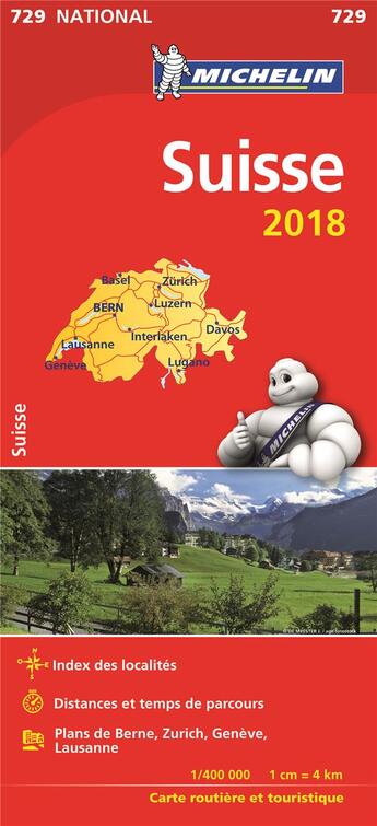 Couverture du livre « Carte nationale 729 suisse 2018 » de Collectif Michelin aux éditions Michelin