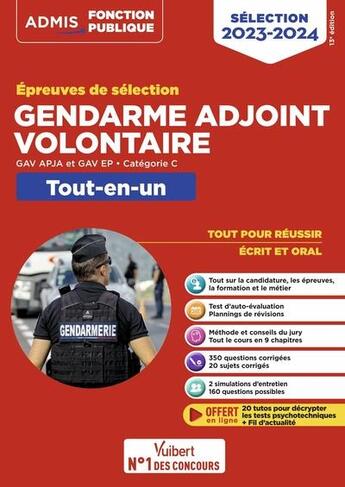 Couverture du livre « Épreuves de sélection gendarme adjoint volontaire : catégorie C tout-en-un (édition 2023/2024) » de Dominique Herbaut et Francois Lavedan et Bernadette Lavaud aux éditions Vuibert