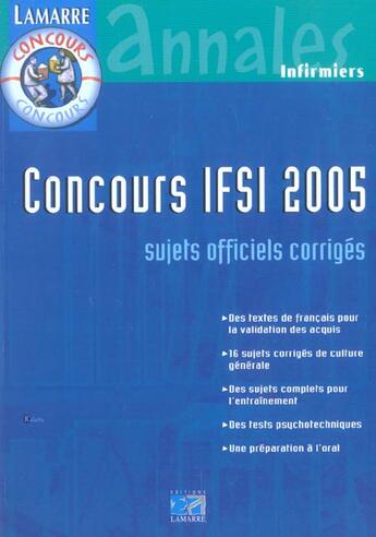 Couverture du livre « Concours ifsi 2005 » de  aux éditions Lamarre
