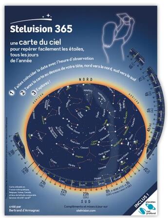 Couverture du livre « Stelvision 365 ; une carte du ciel pour repérer facilement les étoiles, tous les jour (10e édition) » de Bertrand D'Armagnac aux éditions Stelvision