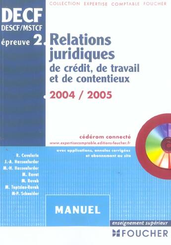 Couverture du livre « Relations juridiques de credit, de travail et de contentieux ; épreuve 2 » de Robert Cavalerie aux éditions Foucher