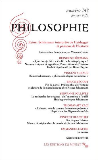 Couverture du livre « Philosophie 148 » de  aux éditions Minuit