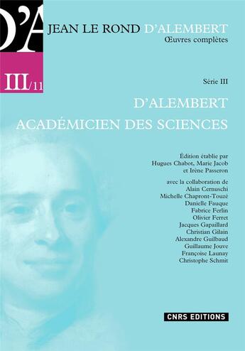 Couverture du livre « Oeuvres complètes d'Alembert 1757-1783 » de Jean Le Rond D'Alembert aux éditions Cnrs