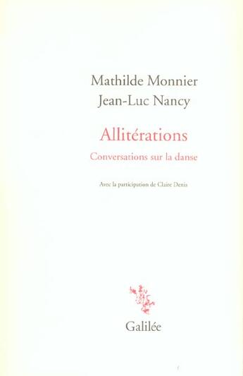 Couverture du livre « Alliterations » de Nancy Monnier aux éditions Galilee