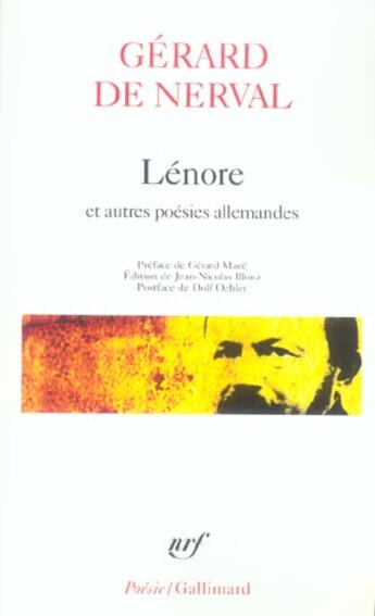 Couverture du livre « Lénore et autres poésies allemandes » de Gerard De Nerval aux éditions Gallimard