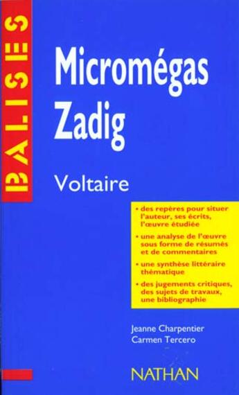 Couverture du livre « Zadig et micromegas » de Charpentier/Tercero aux éditions Nathan