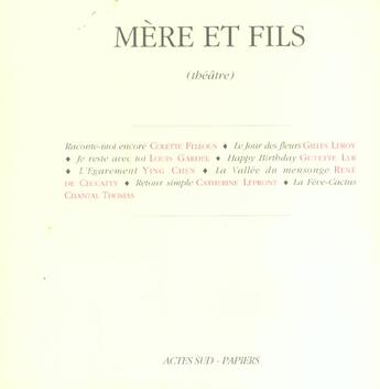 Couverture du livre « Mère et Fils : Huit dialogues » de Guyette Lyr et Collectif et De Ceccatty Rene et Fellous Colette et Gardel Louis et Leroy Gilles et Lépront Catherine aux éditions Actes Sud