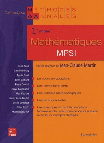 Couverture du livre « Mathematiques mpsi 1re annee (collection methodes et annales) » de Agnes Borel aux éditions Tec Et Doc