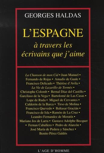 Couverture du livre « L'espagne à travers les écrivains que j'aime » de Haldas/Molla aux éditions L'age D'homme