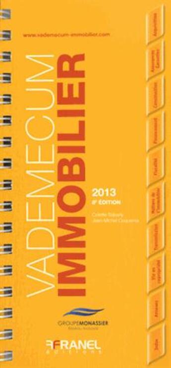 Couverture du livre « Vademecum : vademecum de l'immobilier (8e édition) » de Colette Sabarly et Jean-Michel Coquema aux éditions Arnaud Franel