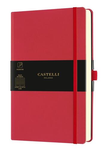 Couverture du livre « Carnet aquarela grand format ligne rouge corail » de Castelli aux éditions Castelli Milano