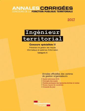 Couverture du livre « Ingénieur territorial, concours spécialités II » de Cig aux éditions Documentation Francaise