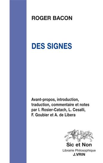 Couverture du livre « Des signes » de Bacon Roger aux éditions Vrin