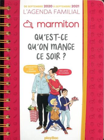 Couverture du livre « Agenda qu'est ce qu'on mange ce soir ? avec marmiton 2021 (de sept 2020 a sept 2021) » de  aux éditions Play Bac