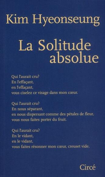 Couverture du livre « La solitude absolue » de Hyeonseung Kim aux éditions Circe