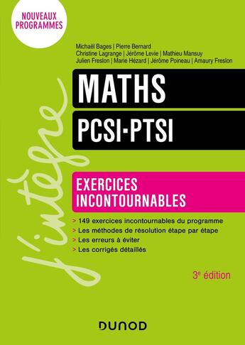 Couverture du livre « Maths exercices incontournables pcsi-ptsi - 3e ed. » de Freslon/Mansuy/Bages aux éditions Dunod