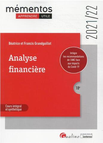 Couverture du livre « Analyse financière (édition 2021/2022) » de Beatrice Grandguillot et Francis Grandguillot aux éditions Gualino