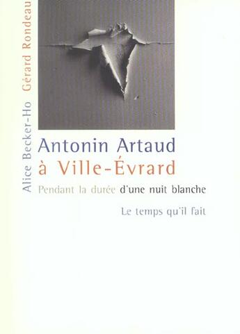Couverture du livre « Antonin artaud a ville-evrard 