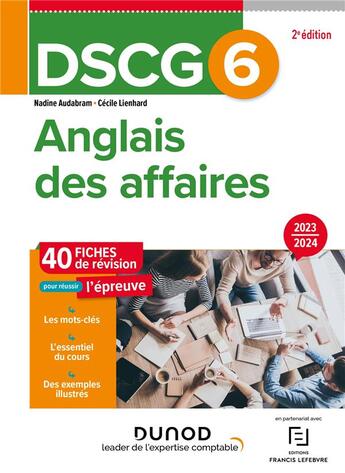 Couverture du livre « Dscg 6 anglais des affaires - fiches 2023-2024 - fiches de revision 2023-2024 » de Audabram/Lienhard aux éditions Dunod