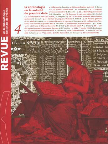 Couverture du livre « REVUE BNF t.4 ; la chronologie » de  aux éditions Bnf Editions