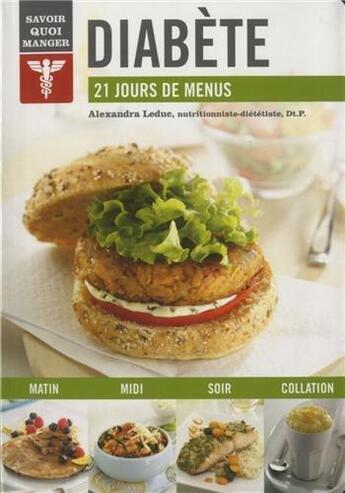 Couverture du livre « Savoir quoi manger ; diabète » de Alexandra Leduc aux éditions Modus Vivendi